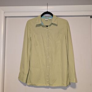 Saks Fifth Avenue Chartreuse Green Button Up Silk Shirt